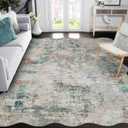 ROYHOME Modern Abstract Scalloped Area Rug 10x13 Non Slip, Colorful