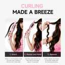 3 in 1 Automatic Curling Iron, Hair Curlers with 3 Curling Barrels (1" - 1.25" - 1.5"), Rotating Curling Iron with 3 Temp, 2-Way Rotation, 10S Fast Heating, Anti-Scald, Dual Voltage, Pink