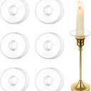 Hewory Glass Bobeches for Candlestick Holders, 12 Pcs Candle Drip Protectors Rings for Tapers, Wax Drip Catcher for Tapered Candlestick Candle Holder for Wedding Party Church Home (Round, Clear)