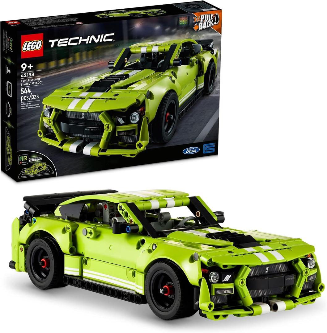 LEGO Technic Ford Mustang Shelby GT500 Toy Car - Building Toy for Boys & Girls, Ages 9+ Years - Pull Back Car W/AR App for Pretend Play - Gift Ideas - 42138, 544 Pieces