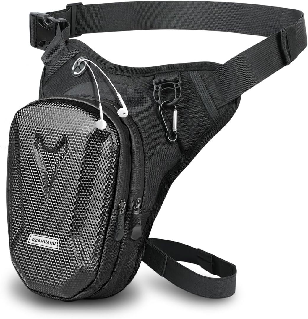 flintronic Motorcycle Leg Bag, Thigh Bag, Motorcycle Cycling Drop Leg Bag, with Headphone Jack, Waterproof Multi-Function Leg Fanny Pack for Men Women Cycling Running Traveling and Fishing