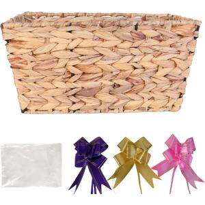 Gift Baskets Empty to Fill, Woven Storage Basket for Baby Shower, Empty Gift Basket with Gift Bag & Ribbon, Nursery Organizer Bin, Natural Color (1-Pack)