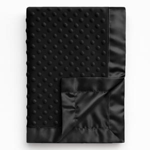 Pro Goleem Baby Soft Minky Dot Blanket with Satin Backing Baby Gifts for Boys and Girls (Black, 30 x 40)