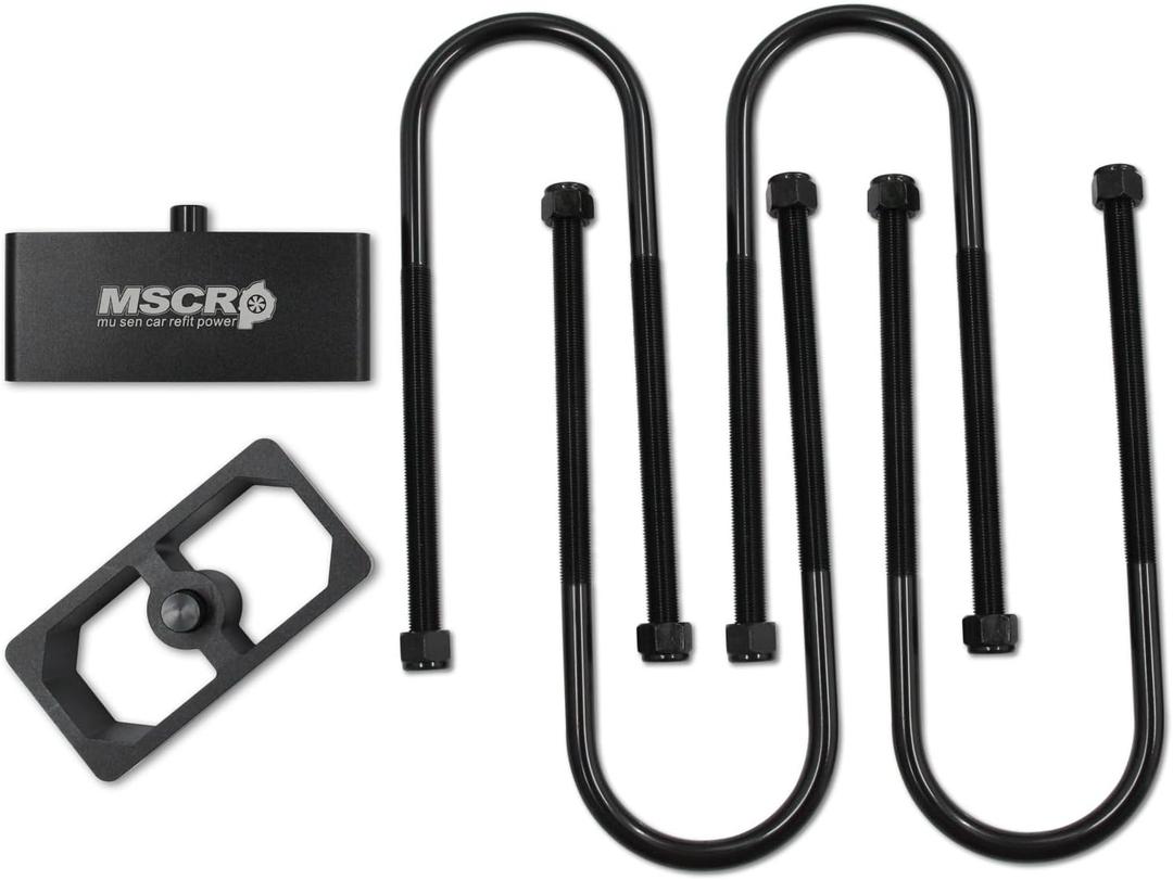 Universal Billet Aluminum Leaf Spring Lowering Block Kit with U-Bolts & Hardware,2 Inch, 2-1/2" Wide, 5" Long (2 Inch)