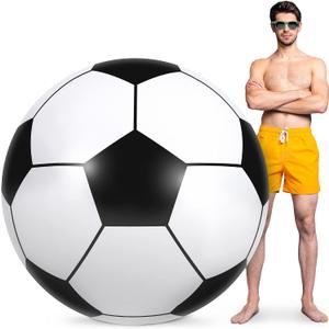Elcoho 60 Inch Inflatable Beach Ball Jumbo Inflatable Soccer Ball Swimming Pool Party Decoration Soccer Beach Balls for Water Sports Games Party Supplies Family Gathering