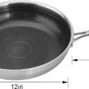 Hybrid 12 inch Stainless Steel Non Stick Skillet,Frying Pans Nonstick, PFOA Free Cookware, Dishwasher and Oven Safe, Induction Compatible