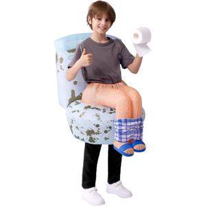 Spooktacular Creations Kids Halloween Inflatable Costumes, Sitting on a Toilet Inflatable Costume, Funny Blow Up for Halloween Cosplay Themed Parties