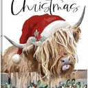 Christmas Highland Cow Wall Decor:Merry Christmas Canvas Wall Art Cow Pictures Farm Animal Prints Xmas Holiday Decorations Farmhouse Country Wall Hangings Paintings for Living Room 12x15 Inch, 2 Pack