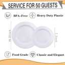 FLOWERCAT 100PCS White Plastic Plates-Heavy Duty White Disposable Plates for Christmas/Easter/Party/Wedding -Serve 50 guests 10.25inch & 7.5inch