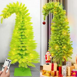 5.8FT Prelit Christmas Tree - Artificial Christmas Tree with Timer Remote for Indoor Holiday Decor - Xmas Tree for Home, Office, Living Room, Kitchen (A-Light Green) (A-Light Green, 5.8 FT)