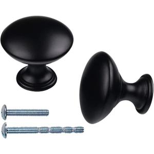 10 Pack 1-1/5 inch (30mm) Kitchen Cabinet Knobs,Drawer Knobs for Home Improvement Matte Black Drawer Pulls for Dresser, with Breakaway and Short Screws (Single Hole)