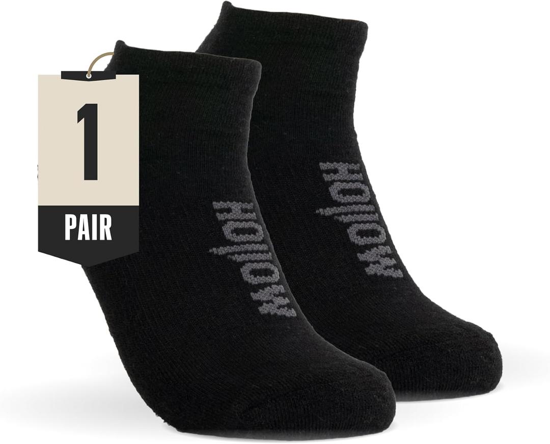 HOLLOW Alpaca No Show Socks for Men & Women, Moisture Wicking, Made in USA (Black, XL)