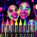 INAFKDPONR 8-Color Luminous Body Painting, UV Neon Face Painting Pen, Luminous Face Painting Kit, Washable Skin Tattoo Pen, Halloween Party Makeup (8 Colors)