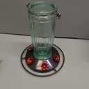 Kingsyard 2 Pack Glass Hummingbird Feeder for Outdoors, 16 Oz Wild Bird Feeder with 6 Feeding Ports Hanging for Garden Yard, Green (Ant Moat Included)