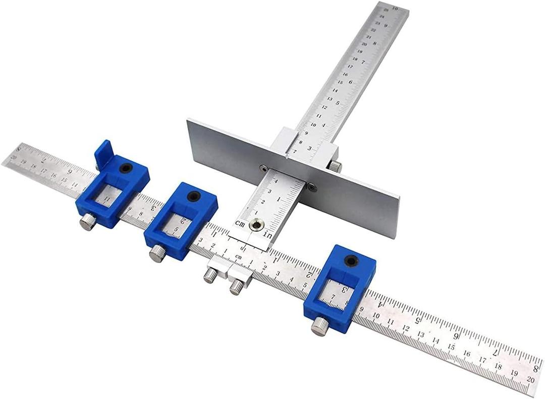 Both Inch and Metric - Quick-Set Cabinet Drilling Jig/Template for Easy Installation for Handles and Knobs on Doors and Drawer Fronts, Fastest and Most Accurate Knob & Pull Jig-Improve for inch Scale