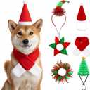 Talltalk 3 Packs Pet Christmas Costume Includes 3 Dog Christmas Caps with 3 Dog Collars and Scarves, Santa Xmas Tree Pet Costume Accessories for Puppy Cat Winter New Year Holiday Supplies