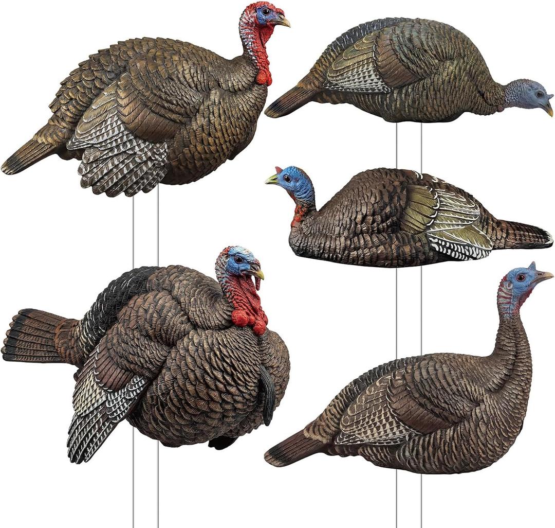 Novabright 5 Pcs 2D Turkey Decoys Hunting Stake-Lightweight Turkey Decoys Collapsible Stakes-Portable Pole for Replacement Stake