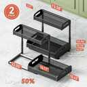 YASONIC 2 Pack Under Sink Organizer, 2 Tier Height Adjustable Kitchen Cabinet Organizer, Pull Out Metal Cabinet Shelf Organizer, Under the Sink Organizers and Storage for Kitchen & Bathroom, Black