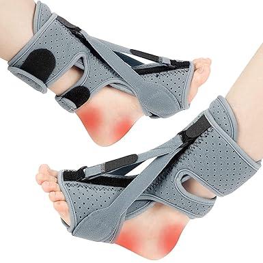 ANSUSIC Plantar Fasciitis Night Splint Adjustable Planter Facetious Relief Foot Drop Achilles Tendonitis Day Night(Gray-1PC)