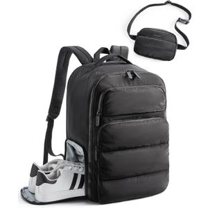 BAGSMART 35L Travel Backpack Women, 17.3 Inch Carry On Backpack Flight Approved, Personal Item Backpack Travel Bag, Water Resistant Casual Daypack, Black