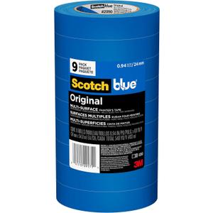 ScotchBlue Original Multi-Surface Painters Tape, 1 Inch Wide (0.94 In. x 60 Yds), 9 Rolls, Blue Paint Tape Protects Surfaces and Removes Easily, Masking Tape for Indoor and Outdoor Use (2090-24AP9)