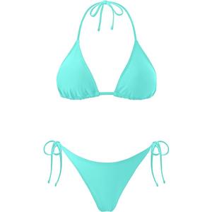 Holipick Two Piece Triangle Bikini Sets for Women String Bathing Suit Halter Top with Side Tie Bikini Bottom, L