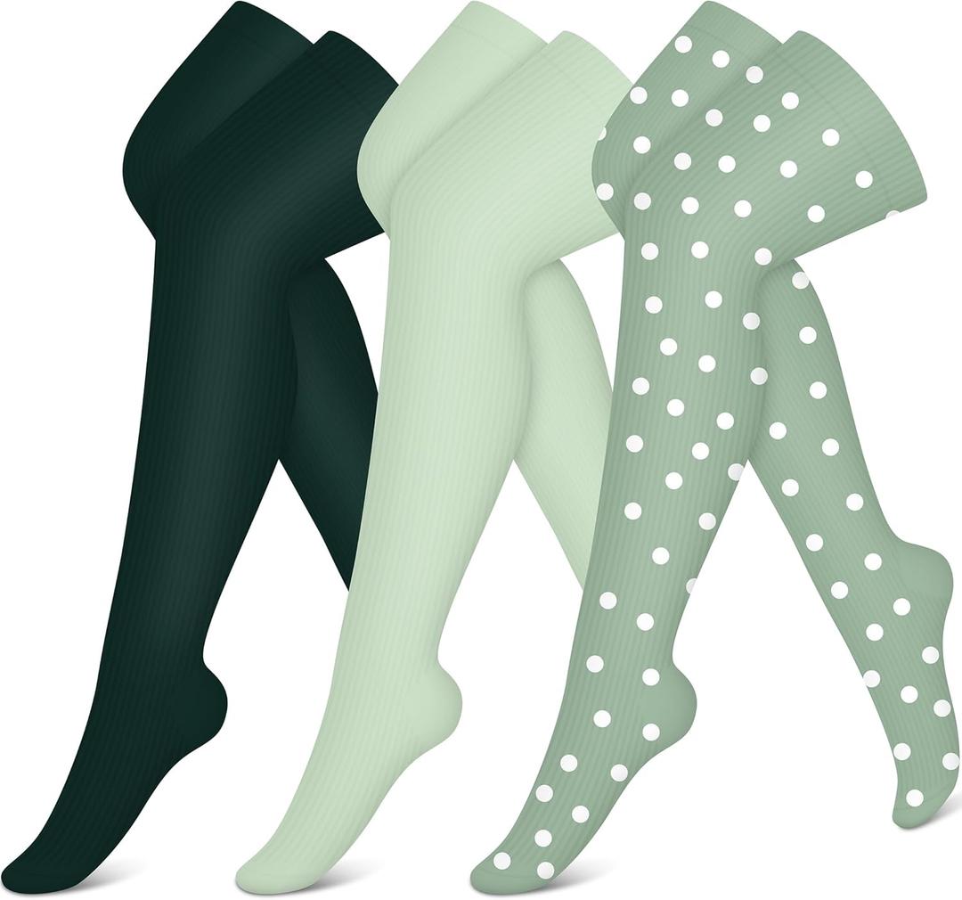 CHARMKING Compression Socks (3 Pairs) Knee High Compression Sock for Women & Men Stockings for Running, Cycling,Athletic (Small-Medium, 14 Green/Green/Green)