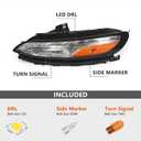Huray DRL Headlight for Jeep Cherokee 2014-2018 [Day Time Running Light] [Turn Signal Light] [Side Mark Light] OE Replacement (Driver Side (Left))