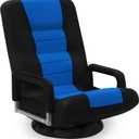 Swivel Floor Gaming Chair w/Armrests, Folding Video Reclining Sofa w/6 Adjustable Position, Padded Backrest & Cushion, Lazy Lounger Couch for E-Sports, Reading, Relaxing, Watching TV, Blue