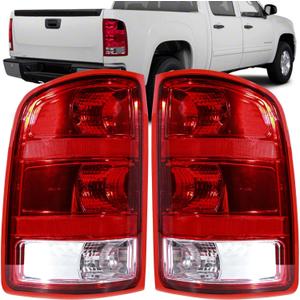 Nakuuly Tail Lights Compatible With 2007-2014 GMC Sierra 1500 2500HD 3500HD Driver and Passenger Side Taillights Brake Signal Assembly with Bulbs and Harness # 25958484 25958485
