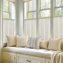 jinchan Beige Linen Kitchen Curtains 45 Inches Farmhouse Cafe Curtains Light Filtering Flax Country Rustic Bathroom RV 2 Panels Crude