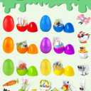 Prefilled Easter Eggs with Bunny Building Toys | Easter Basket Stuffers Fillers for Kids Gifts, Egg Hunt Prizes, Party Favors & Decorations for Boys & Girls