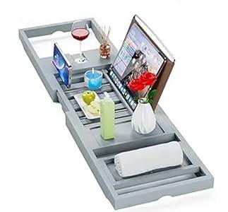 Yirilan Bathtub Trays for Tub, Bath Tray, Foldable Bathtub Caddy, Grey