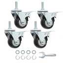 Finnhomy Stem Caster Wheels 2 Inch Heavy Duty Threaded Swivel Casters 5/16" -18 x 1 with Brake Set of 4 Premium Polyurethane Wheels PU Load Bearing 800 Lbs Anti-wear Smooth Casters, Black