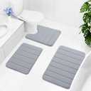 Buganda Memory Foam Bath Mat, 47" x 17", Ultra Soft and Non-Slip Bathroom Rugs, Water Absorbent and Machine Washable Bath Rug Runner for Bathroom, Shower, and Tub, Medium Grey