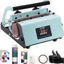 VEVOR Tumbler Heat Press Machine, 11-30oz Mug Press, Heat Up Fast and Even, Tumbler Press with Sublimation Paper, Tape and Gloves, Temp and Time Setting, for Sublimation Tumblers, Cups, Mugs, Green