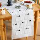 2 x Halloween Ghost Table Runner for Guest Bedroom One End Patterned Halloween Dresser Scarf Spooky Ghost Adjustable Table Runner 3D Embroidered Tabletop Decoration for Holiday, 14 x 90 Inch