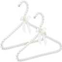 DECHOUS Pearl Hangers for Baby Girls: Non-Slip Small Pearl Beaded Clothes Hangers for Toddler Kids & Infant Nursery Closet & Pet Clothes - 2 Pack, 12x7.5 Inch