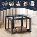 Jalove Acrylic Dog Playpen Indoor, 8 PCS Plastic Puppy Playpen with Door, Clear PlayPen for Dog Cat Rabbit Ferret, Easy Assemble Pen, Preferable Small Cage, Black, 33.5" L x 33.5" W x 24" H