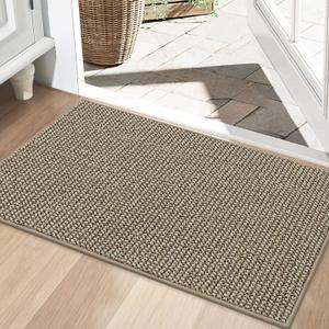 BEQHAUSE Dirt Trapper Door Mat 24" x 36", Non-Slip Washable Doormats Entrance Mat, Dirt Resistant and Absorbent Welcome Mat, Low Profile Floor Mats for Front Back Door and Entryway, Light Beige