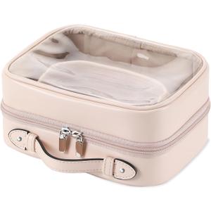 Veki Transparent Makeup Bag Travel Cosmetic Bags Case Waterproof Toiletries Bag Large Capacity Open Storage Bags Organizer With Zipper, Portable Make Up Organizer for Women and Girls (Pink)