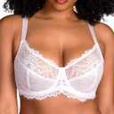 HSIA Minimizer Bra for Women - Plus Size Full Coverage Lace Bra with Underwire, Non Padded (42C, White)