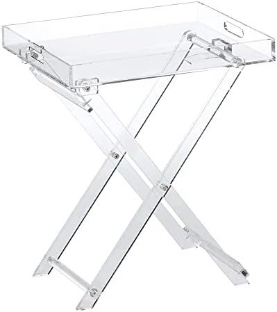 Designstyles Acrylic Folding Tray Table – Modern Chic Accent Desk - Kitchen and Bar Serving Table - Elegant Clear Design