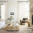 120 Inch Linen Curtains Pinch Pleated for Living Room Tall Windows Custom Made Pleat Drape with Hooks Rings Back Tab Privacy Semi Sheer Extra Long Linen Drape Curtains 120 Length Cream Ivory 10ft, 40"W x 120"L