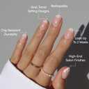 Glamnetic Press On Nails - Love Preserved Spring Nails | Short Oval Fake Nails in Semi-Transparent Base with White Floral Tips in a Glossy Finish | 15 Sizes - 30 Nail Kit with Glue