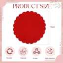 Set of 12 Red Cotton Placemats 15 Inch Round Scalloped Embroidery Placemats Washable Double Layered Rustic Table Mat Fabric Napkins for Wedding Table Decor, White Edge