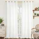 LAMIT White Linen Curtains 84 inch Length for Living Room, Thermal Insulated Soft Thick Curtains Light Filtering Privacy Grommet Window Drapes for Bedroom/Farmhouse, Set of 2 Panels, W52 x L84