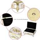 ELLDOO Vintage Music Box, Beige Metal Musical Jewelry Box Keepsake Box, Small Trinket Jewelry Storage Box Gift for Girl Women (Tune: You are My Sunshine)