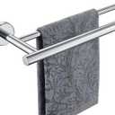JQK Chrome Towel Bar, 24 Inch 304 Stainless Steel Thicken 0.8mm Double Bath Towel Rack for Bathroom, Towel Holder Polished Chrome Wall Mount, Total Length 27.16 Inch, TB100L24-CH