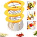 3-In-1 Egg Slicer with Blades, Stainless Steel Egg Cutter for Hard Boiled Eggs, Multi-purpose Food Slicer to Cut Fruits into Fourth Sixth or Slices, Heavy Duty Dishwasher Safe, Yellow